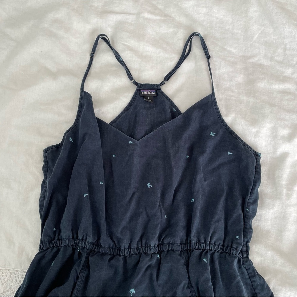 Patagonia SMALL Wildflower Floral Print Racerback Dress Navy Blue FLAW - Picture 4 of 12